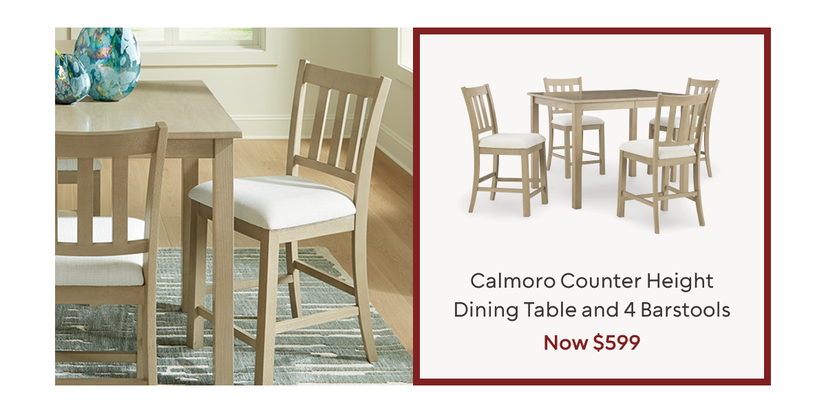 Calmoro Counter Height Dining Table and 4 Barstools