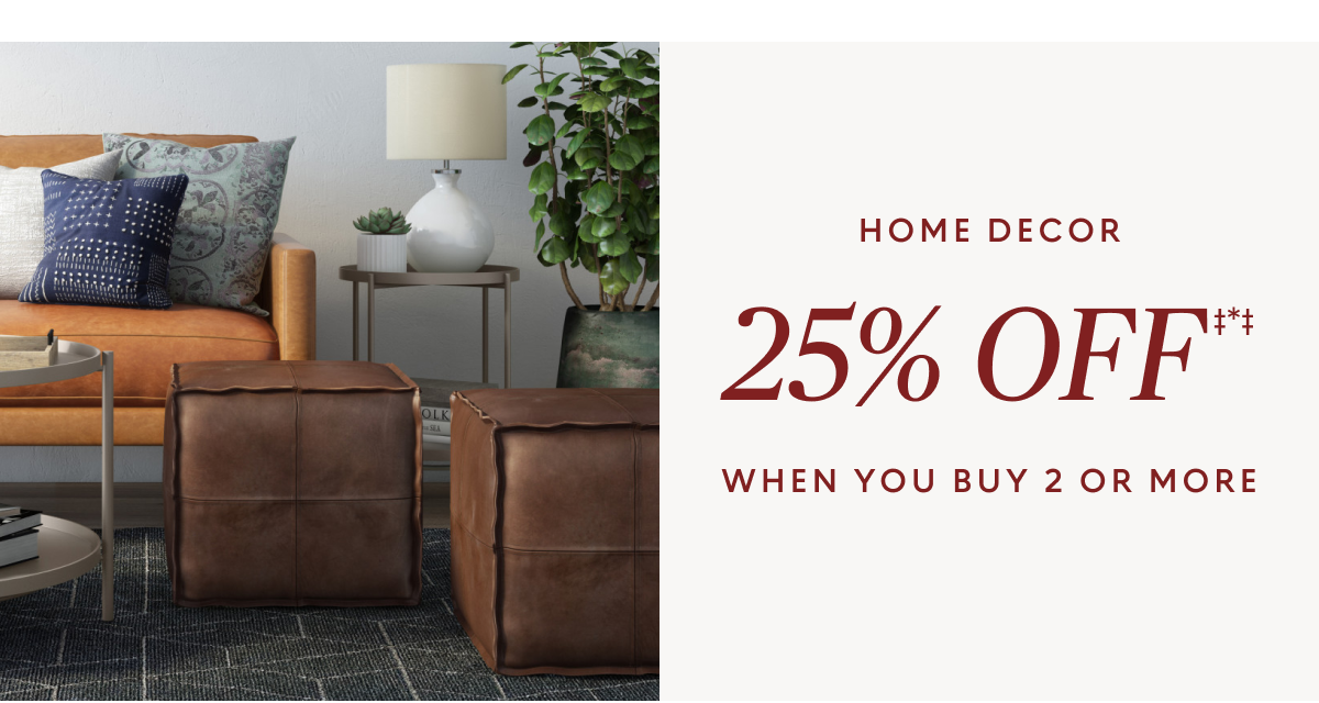 Home decor 25% off when you buy 2 or more
