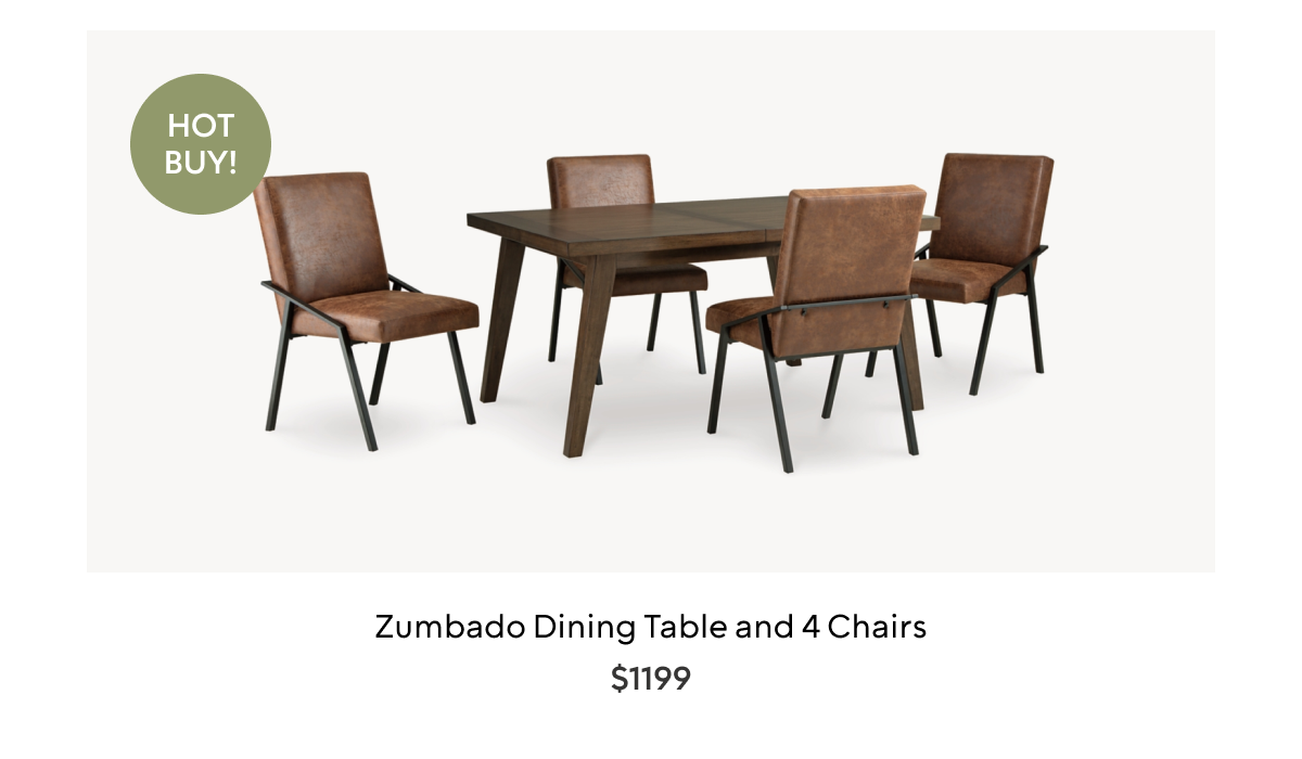 Zumbado Dining Table and 4 Chairs