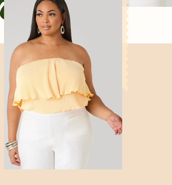 Strapless Plisse Satin Top