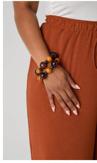 Colorblocked Wood Bracelet Set