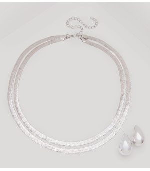 Layered Herringbone Necklace Set