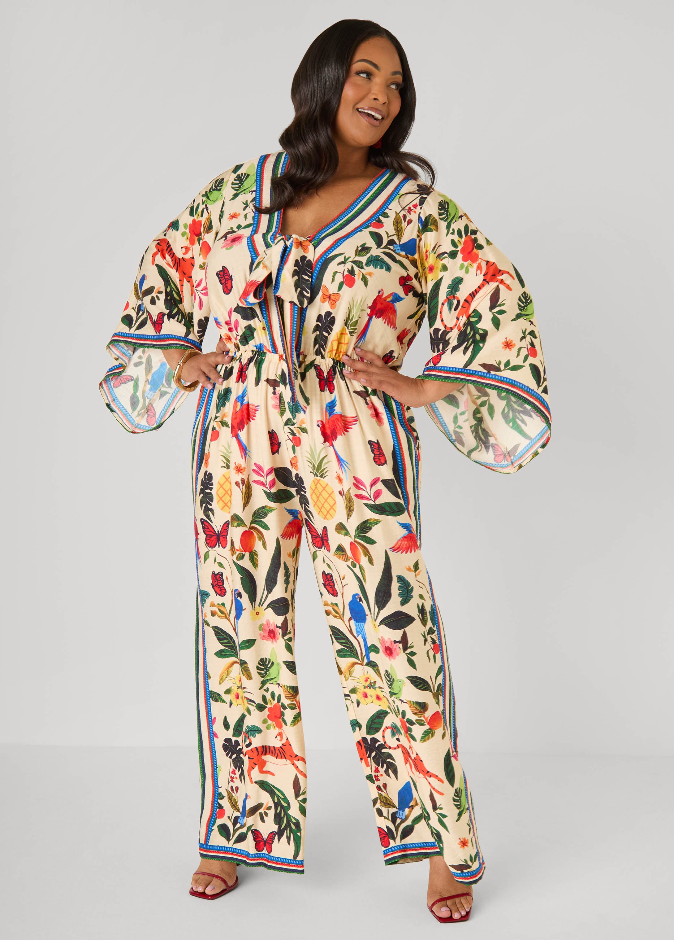 AS card Logo Ashley Stewart Credit Card Save an additional 20% on this order, special rewards and exclusive birthday gifts Apply Now Learn More Tie Front Tropical Print Jumpsuit