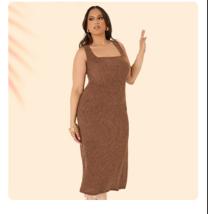 Textured Square Neck Midaxi Dress