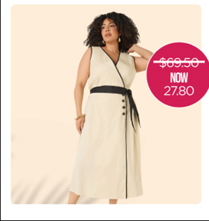 Cotton Blend A Line Wrap Dress