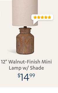 12" Walnut-Finish Mini Lamp with Shade