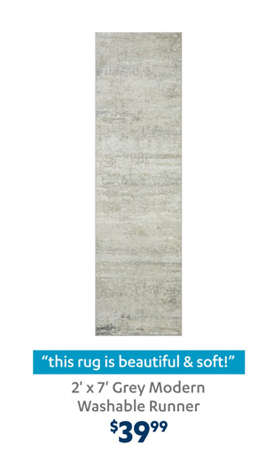 2' x 7' Grey Modern Washable Runner