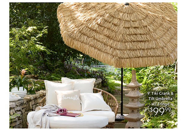 9' Tiki Crank & Tilt Umbrellas w/ Fringe