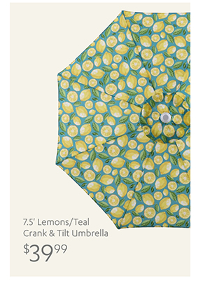 7.5' Lemons/Teal Crank & Tilt Umbrella