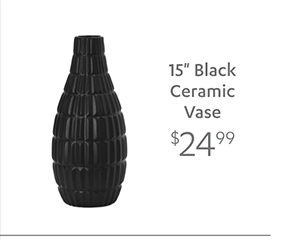 15" Black Ceramic Vase