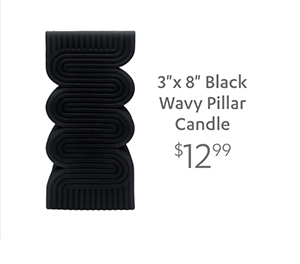 3" x 8" Black Wavy Pillar Candle