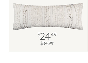 White Tufted Stripe Throw Pillow with Sequins, 14x36