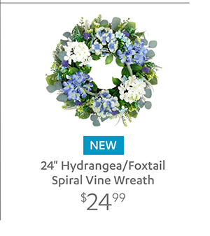 24" Hydrangea/Foxtail Spiral Vine Wreath