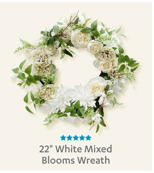 22" White Mixed Blooms Wreath - Shop Now