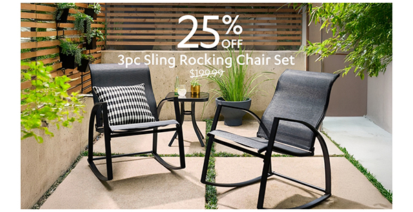 3pc Sling Rocking Chair Set