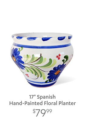17" Spanish Hand-Painted Floral Planter
