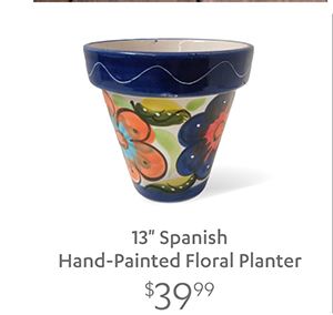 13" Spanish Hand-Painted Floral Planter