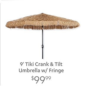 9' Tiki Crank & Tilt Umbrella w/ Fringe