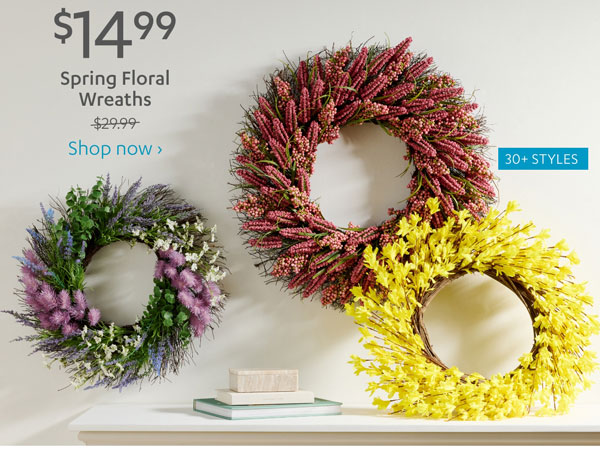 $14.99 Spring Floral Wreaths - Shop Now