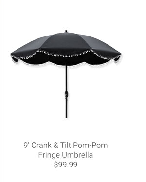 9"' Crank & Tilt Pom-Pom Fringe Umbrella