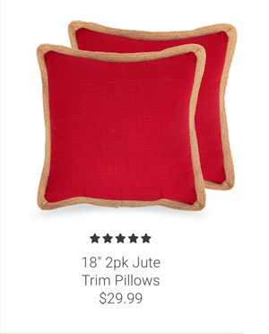 18" 2Pk Jute Trim Pillows
