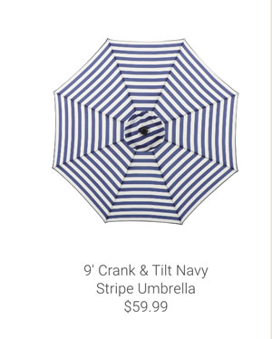 9"' Crank & Tilt Navy Stripe Umbrella