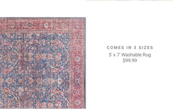 5' x 7' Washable Rug: Comes in 3 Sizes