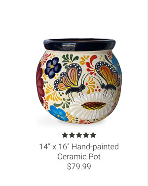 14" x 16" Hand-Painted Ceramic Pot