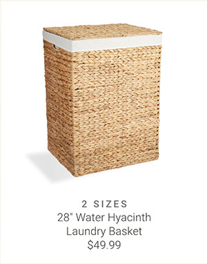 28" Water Hyacinth Laundry Basket