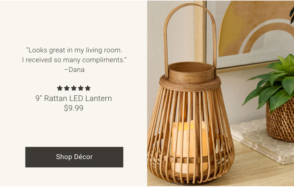 Shop Decor -  9" Ratten LED Lantern