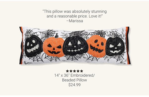 14" x 36" Embroidered/Beaded Pillow