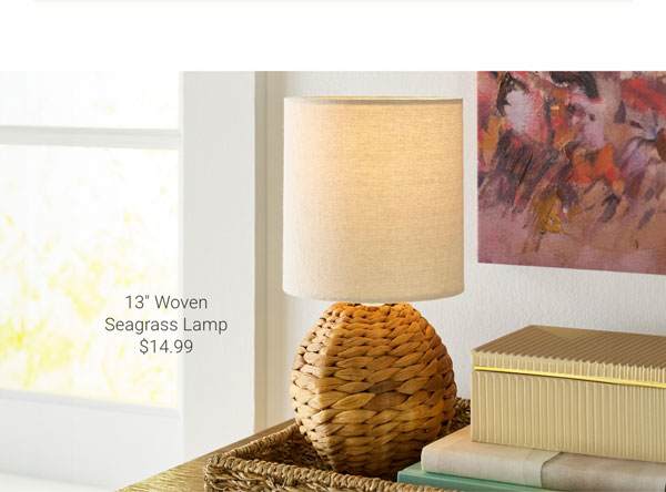 13" Woven Seagrass Lamp