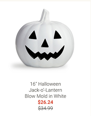 16" Halloween Jack-o'-Lantern Blow Mold in White