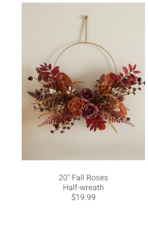 20" Fall Roses Half-wreath