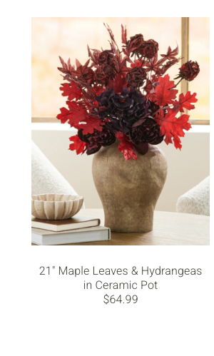 21" Maple Leaves & Hydrangeas in Ceramic Pot