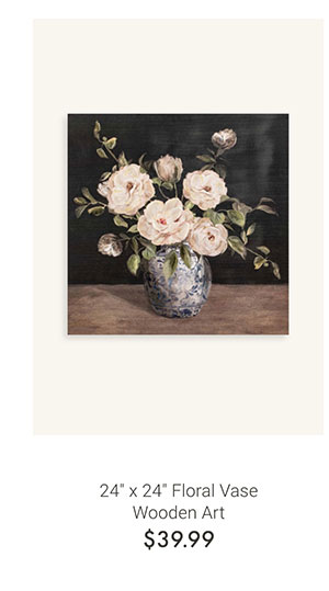 24" x 24" Floral Vase Wooden Art