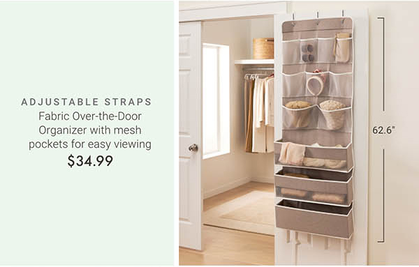 Fabric Over-the-Door Organizer with mesh pockets for easy viewing