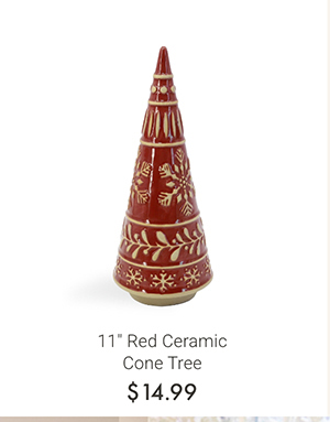 11" Red Ceramic Cone Tree