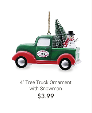 4" Tree Truck Ornament with Snowman