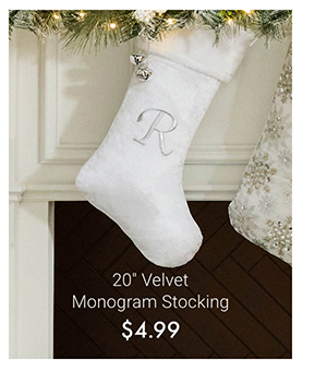 20" Velvet Monogram Stocking