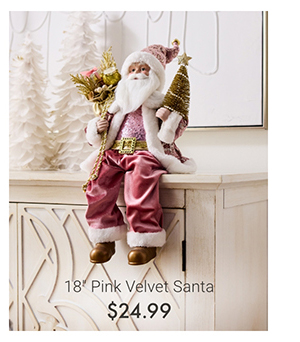 18" Pink Velvet Santa