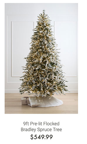 9ft Pre-lit Flocked Bradley Spruce Tree