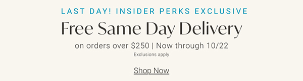 Insider Perks Exclusive | Free Same-Day Delivery on Orders Over $250 | Final Day