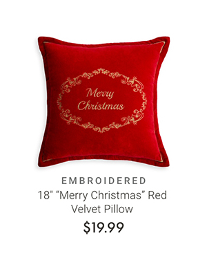 18" "Merry Christmas" Red Velvet Pillow