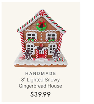 8" Lighted Snowy Gingerbread House