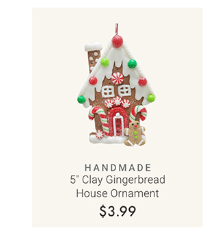 5" Clay Gingerbread House Ornament