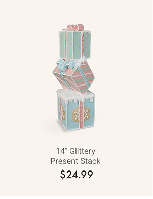 14" Glittery Present Stack