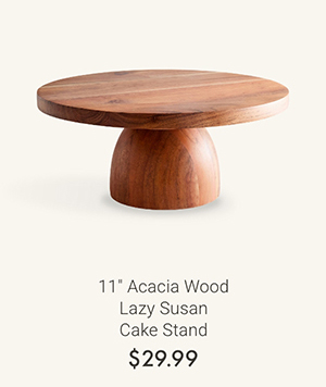 11" Acacia Wood Lazy Susan Cake Stand