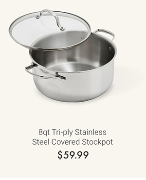 8qt Tri-ply Stainless Steel Covered Stockpot
