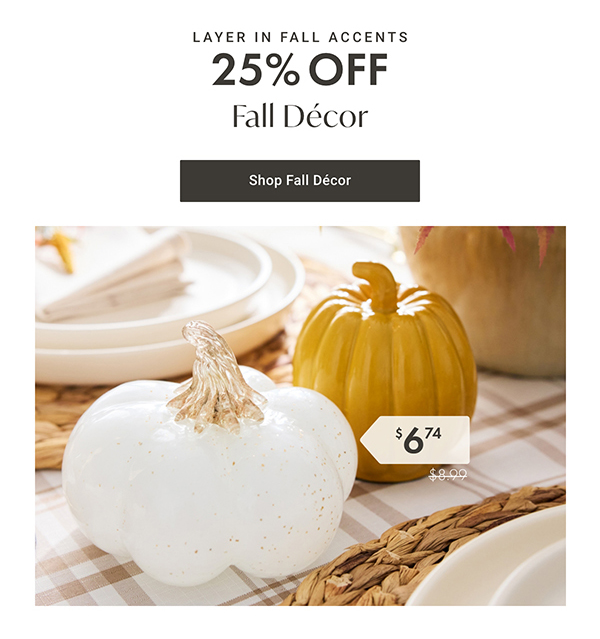 25% Off Fall Décor | Shop Now >